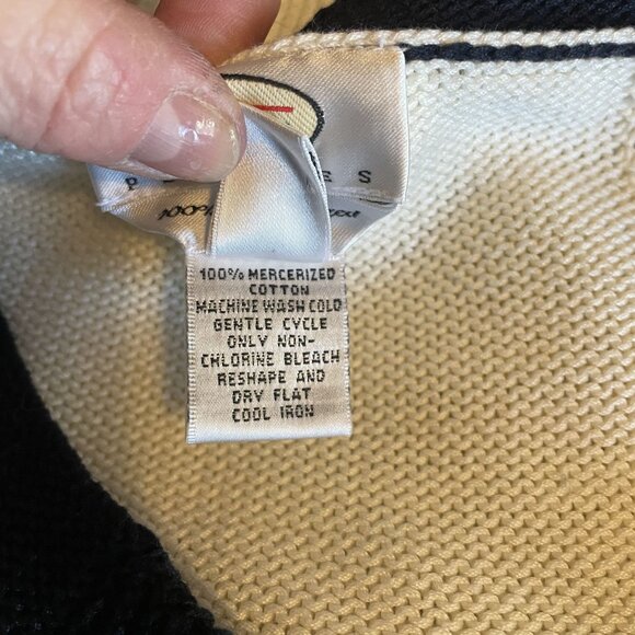 Talbots Petites Womens Black & White Cotton Button Front Cardigan Sweater Size L - Picture 6 of 6